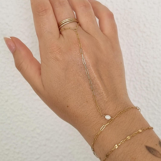 Gold Filled Pearl Hand Chain