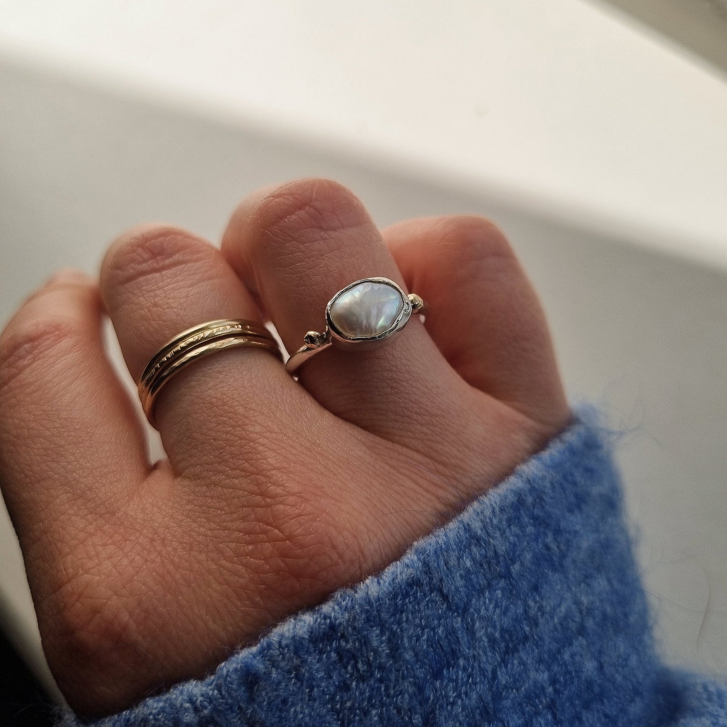Natural Keshi Pearl Ring