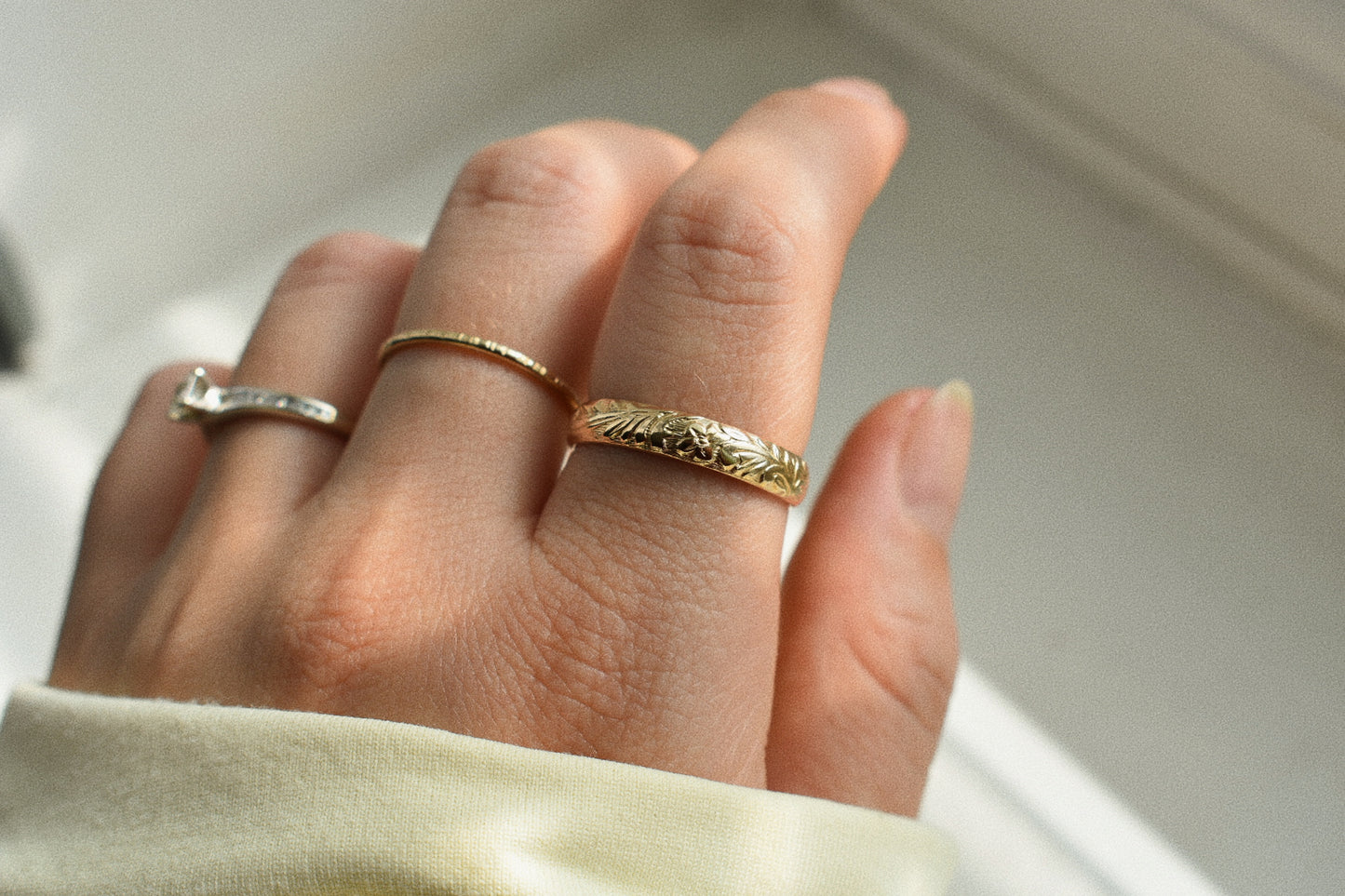 Floral Gold Stacking Band