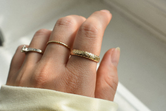 Floral Gold Stacking Band