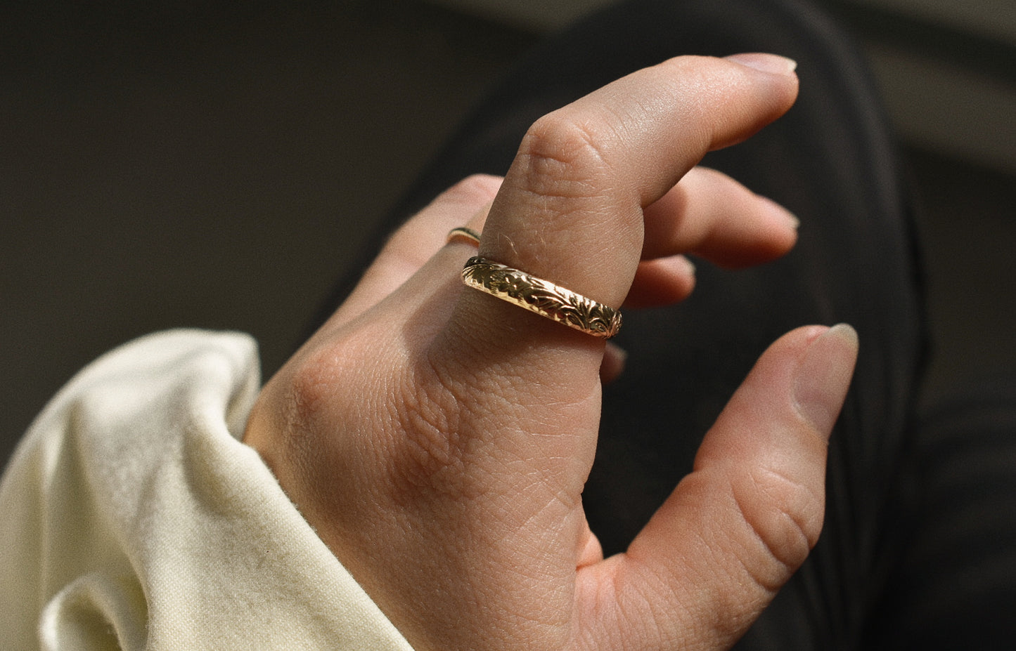 Floral Gold Stacking Band