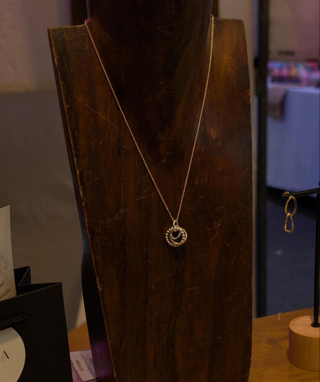 Mixed Metal Circle Charm Necklace