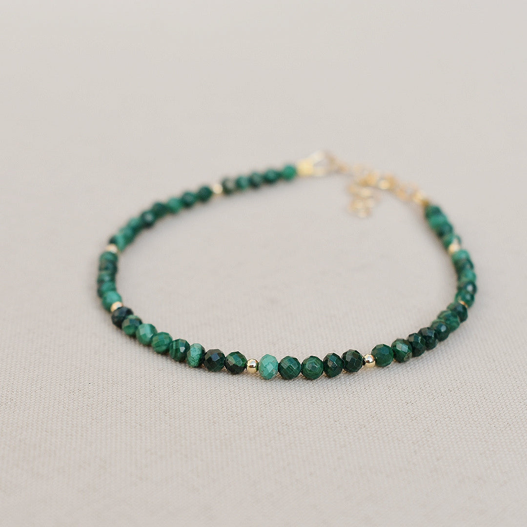 14k Gold Fill Malachite Beaded Bracelet