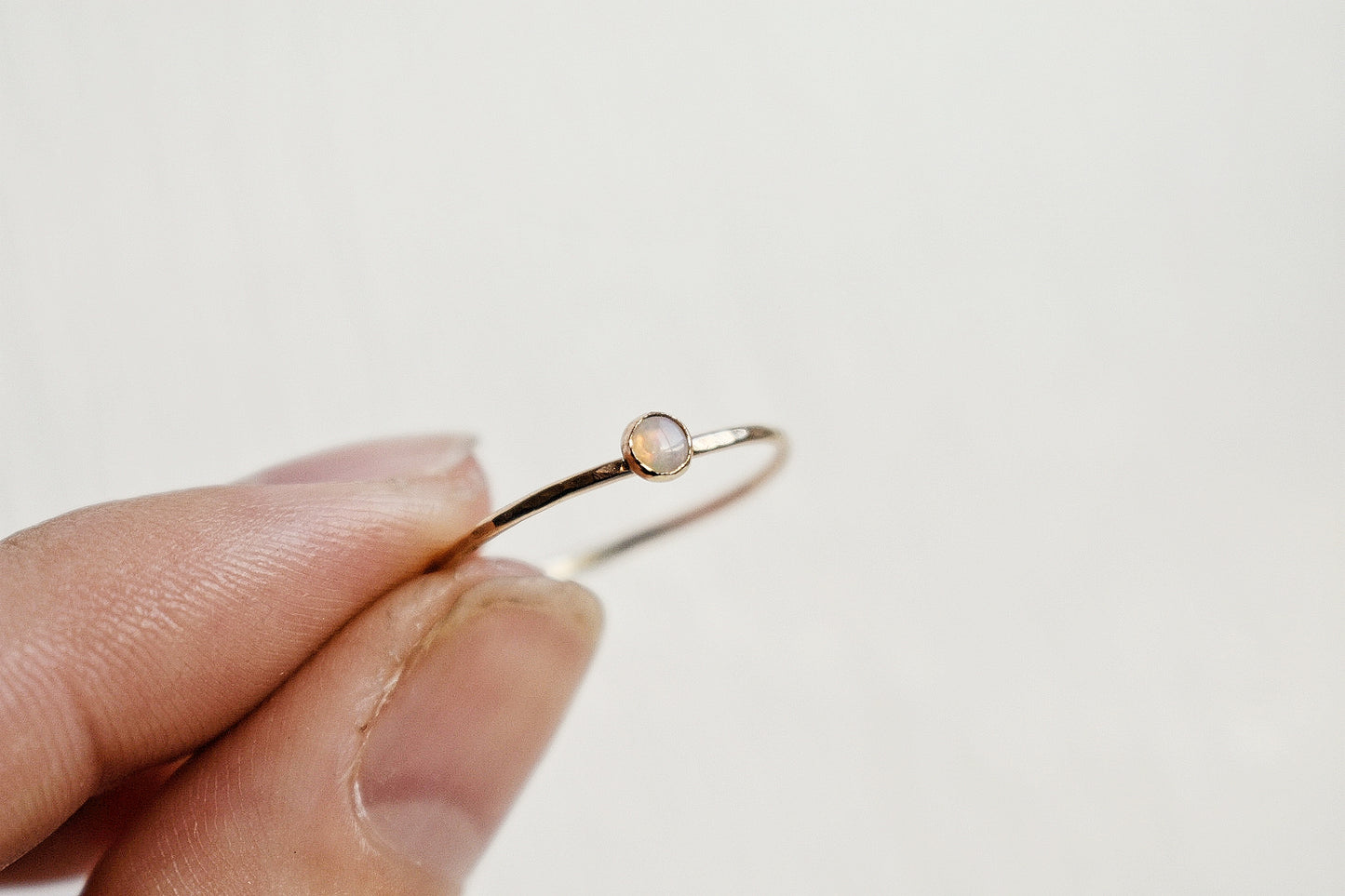 14k Gold Australian white Opal Ring