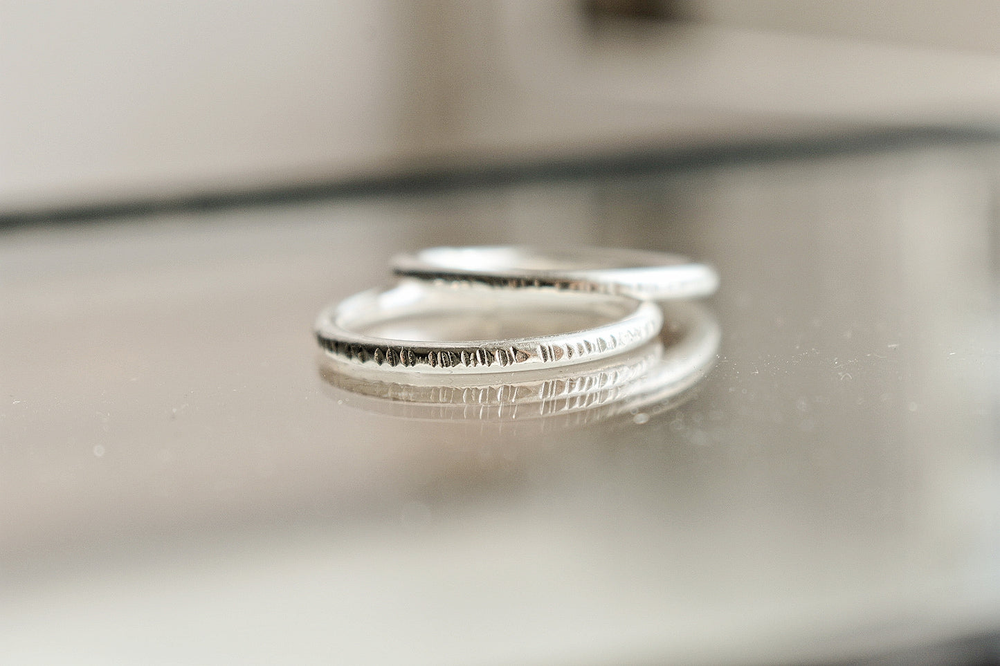 Sterling Silver Hammered Birch Stacking Ring