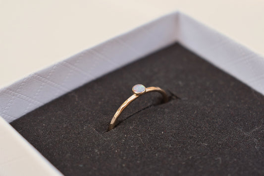 Blue Australian Opal 14k Gold Fill Stacker Ring