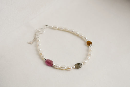 Freshwater Pearl and Tourmaline Bracelet