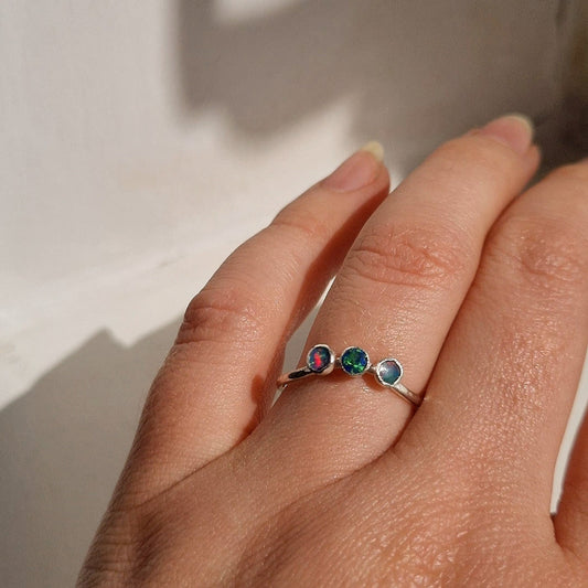 Sterling Silver Triple Stone Ring