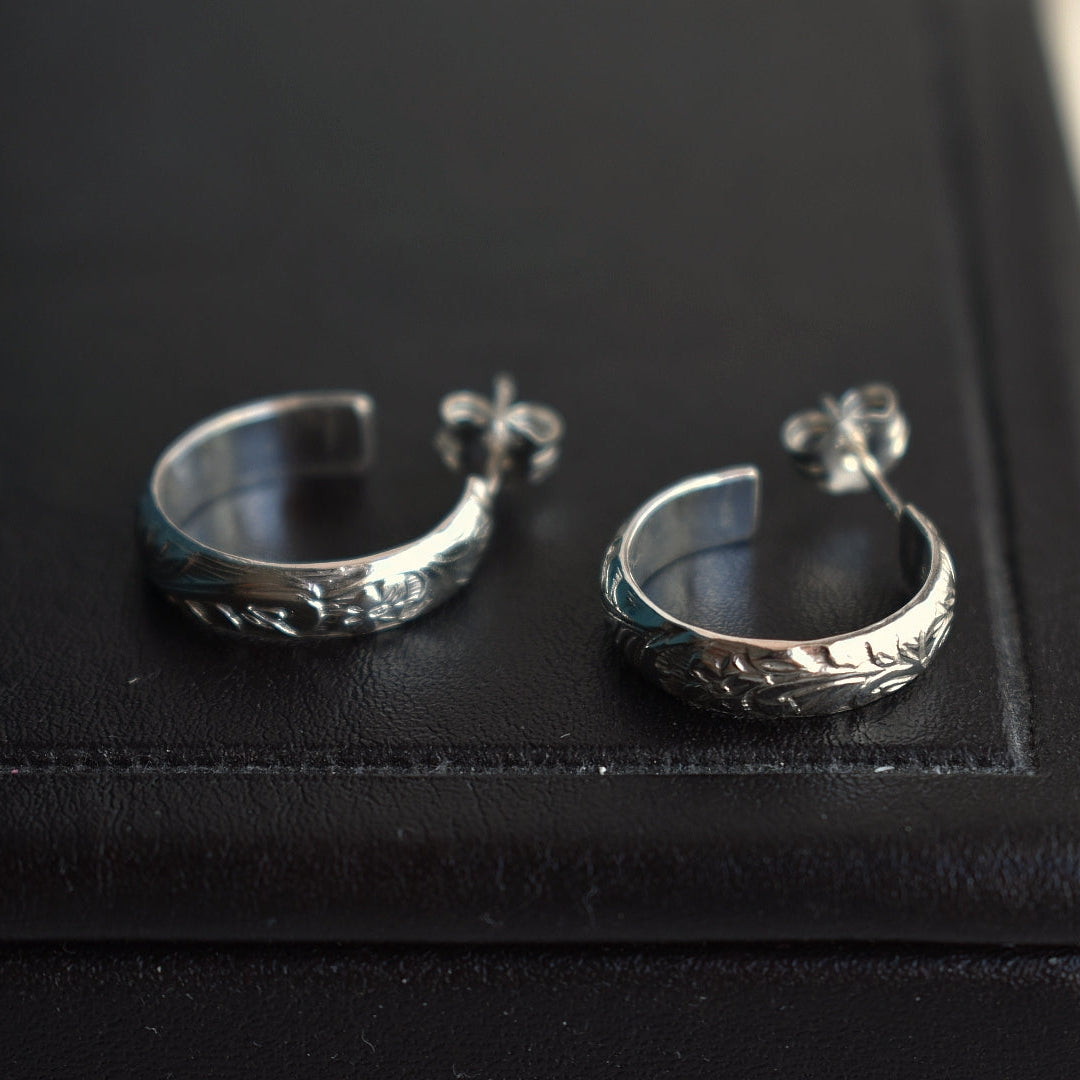 Sterling Silver Floral Hoops