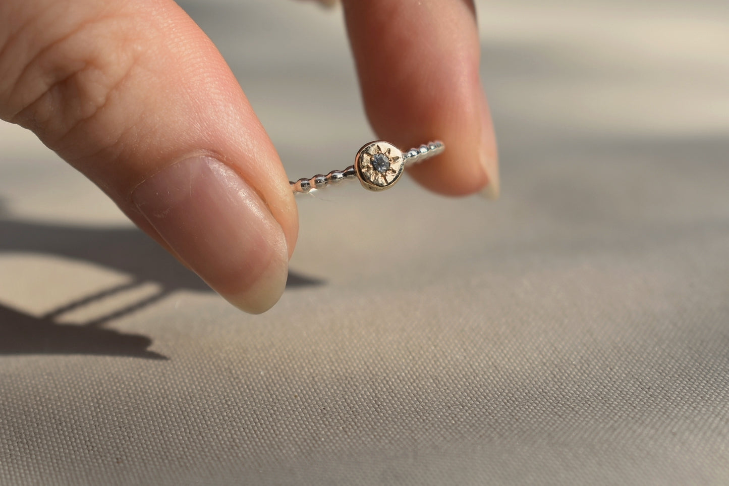Mixed Metal Circle Gemstone Stacking Ring