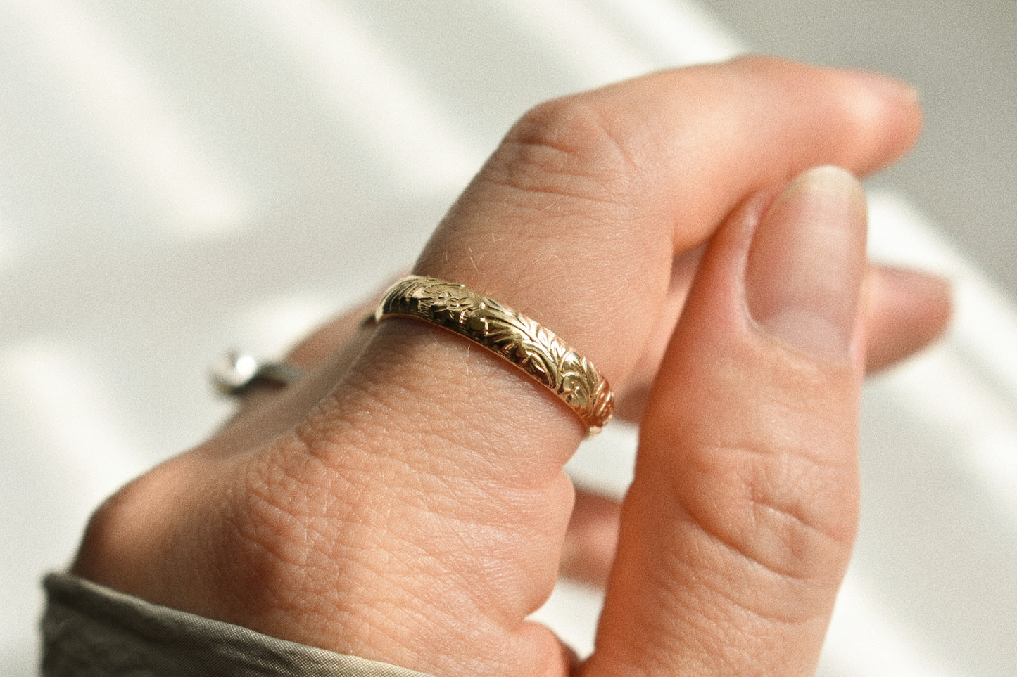 Floral Gold Stacking Band