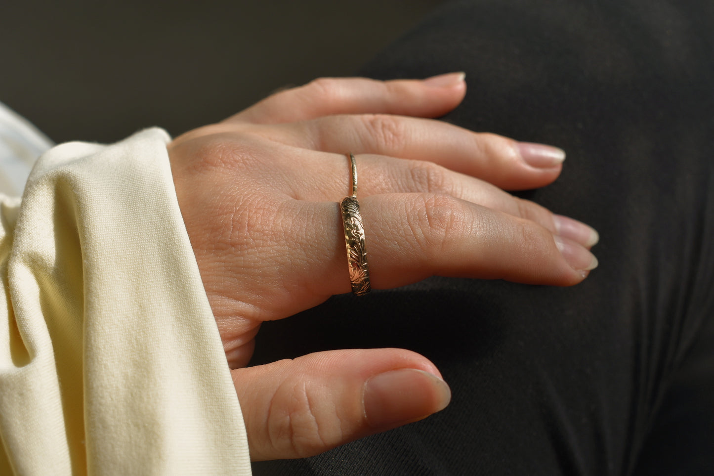 Floral Gold Stacking Band