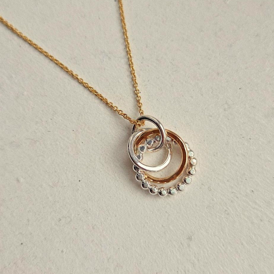 Mixed Metal Circle Charm Necklace