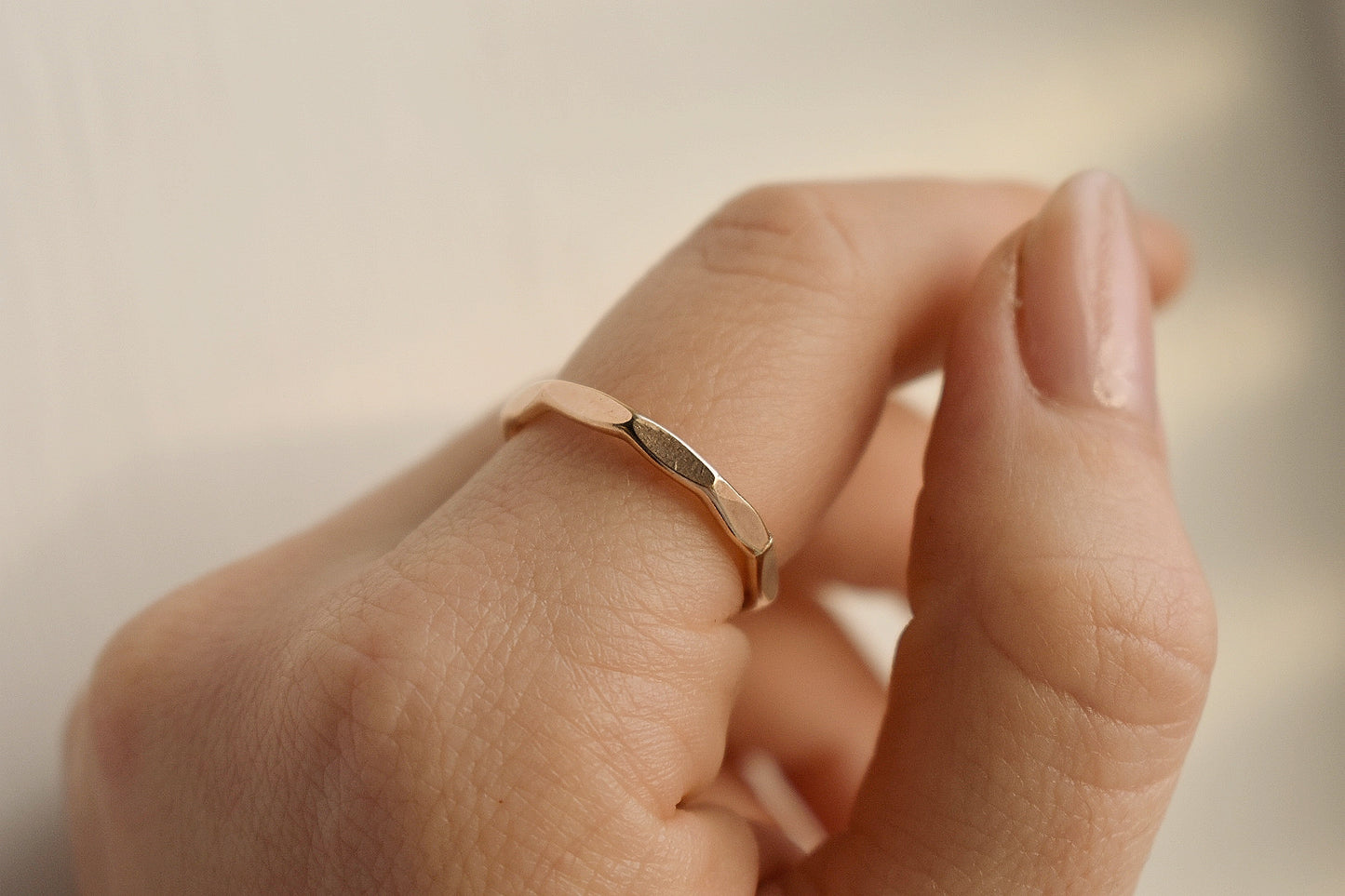 14k Gold Fill Unisex Hammered Ring