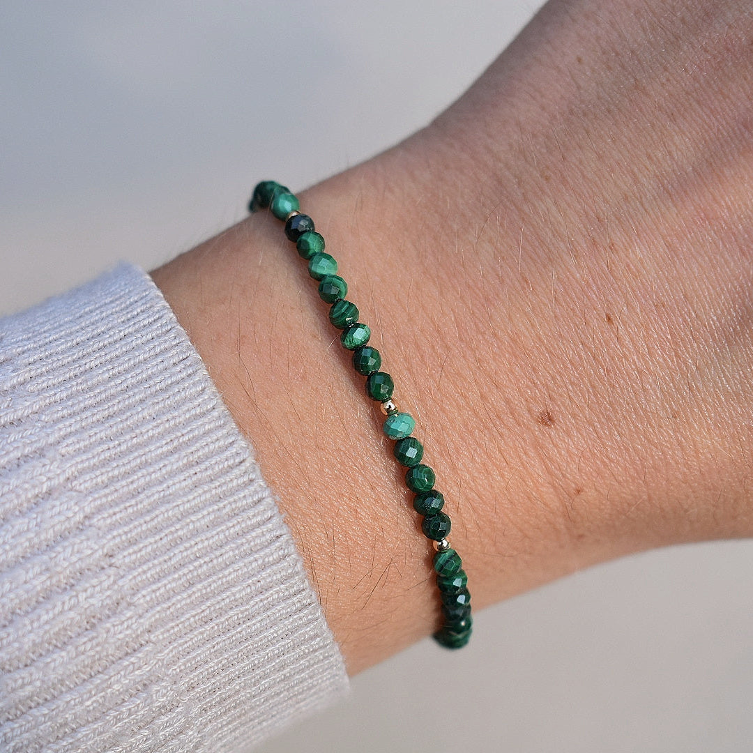 14k Gold Fill Malachite Beaded Bracelet