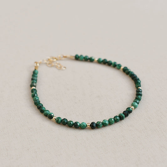 14k Gold Fill Malachite Beaded Bracelet