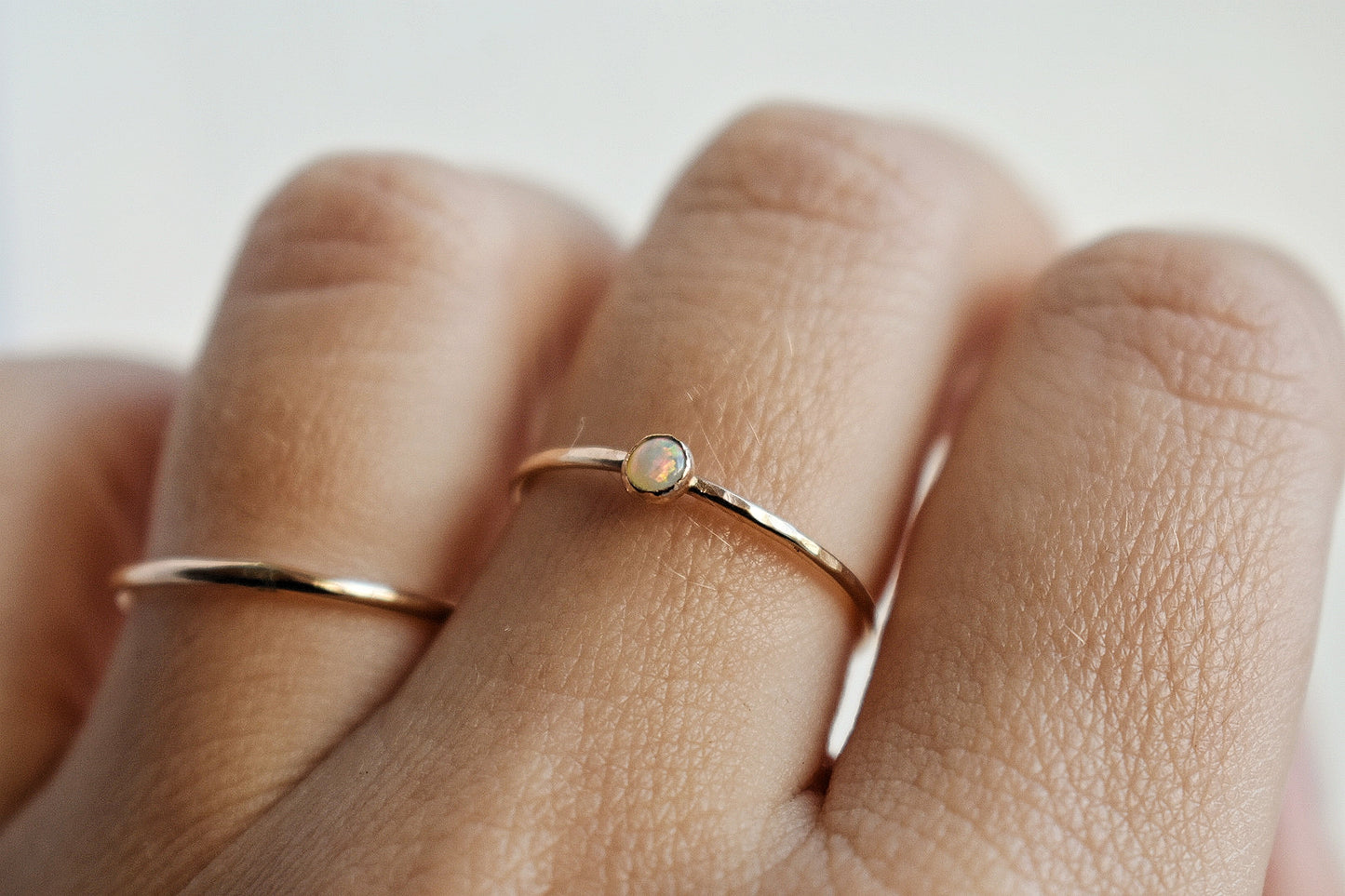 14k Gold Australian white Opal Ring