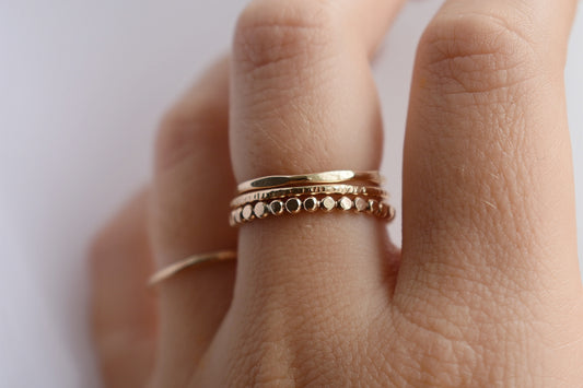 Hammered Flat Ring - 14k Gold Fill