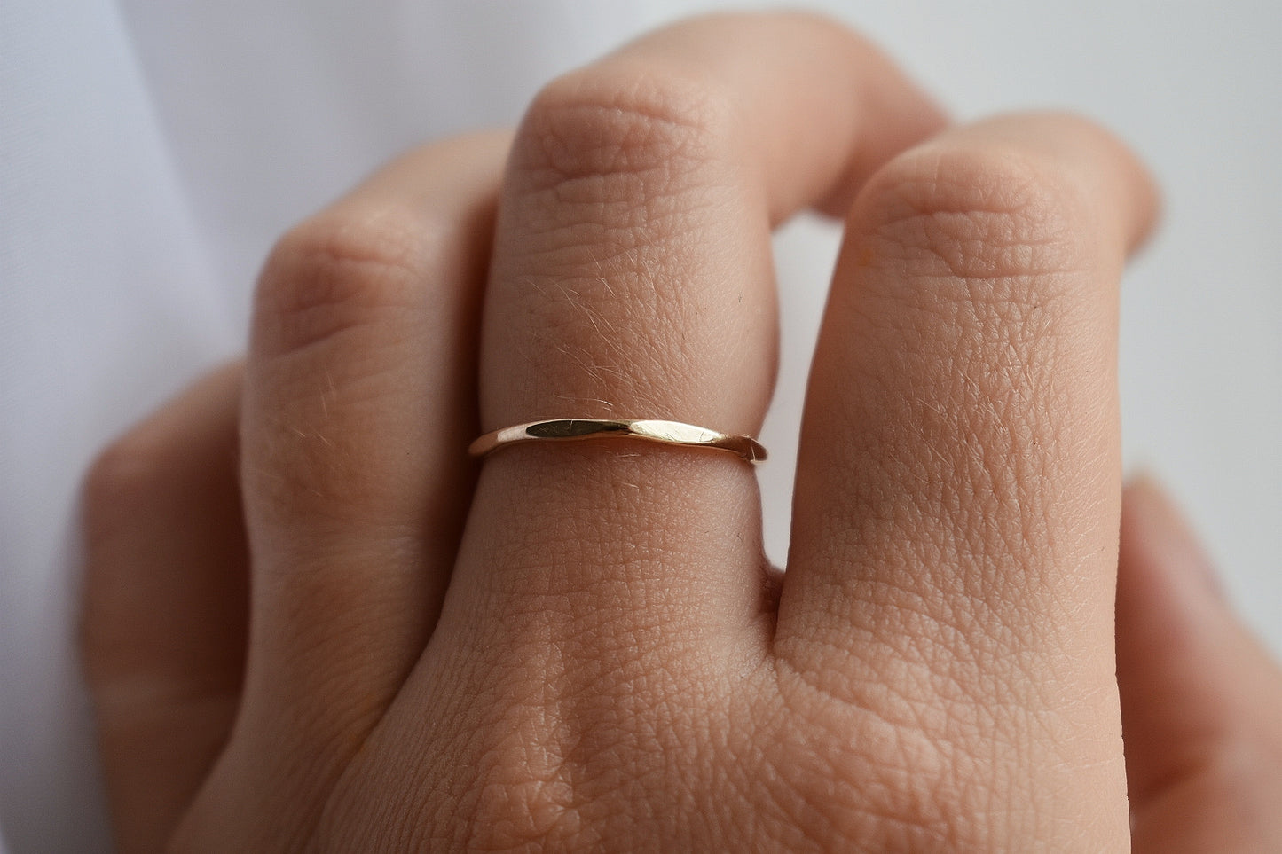 Hammered Flat Ring - 14k Gold Fill