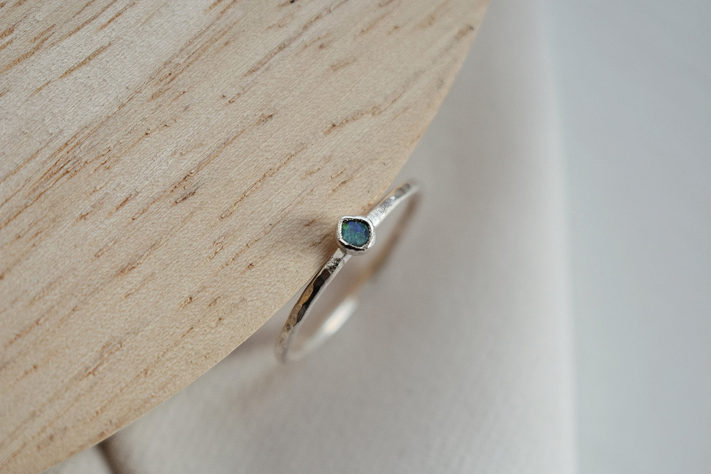 Sterling Silver Blue Australian Opal Ring