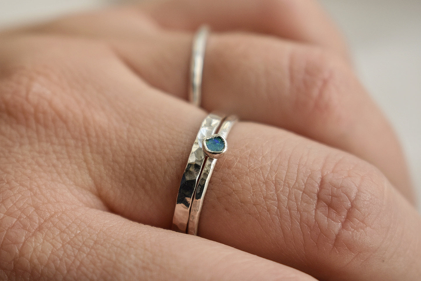 Sterling Silver Blue Australian Opal Ring