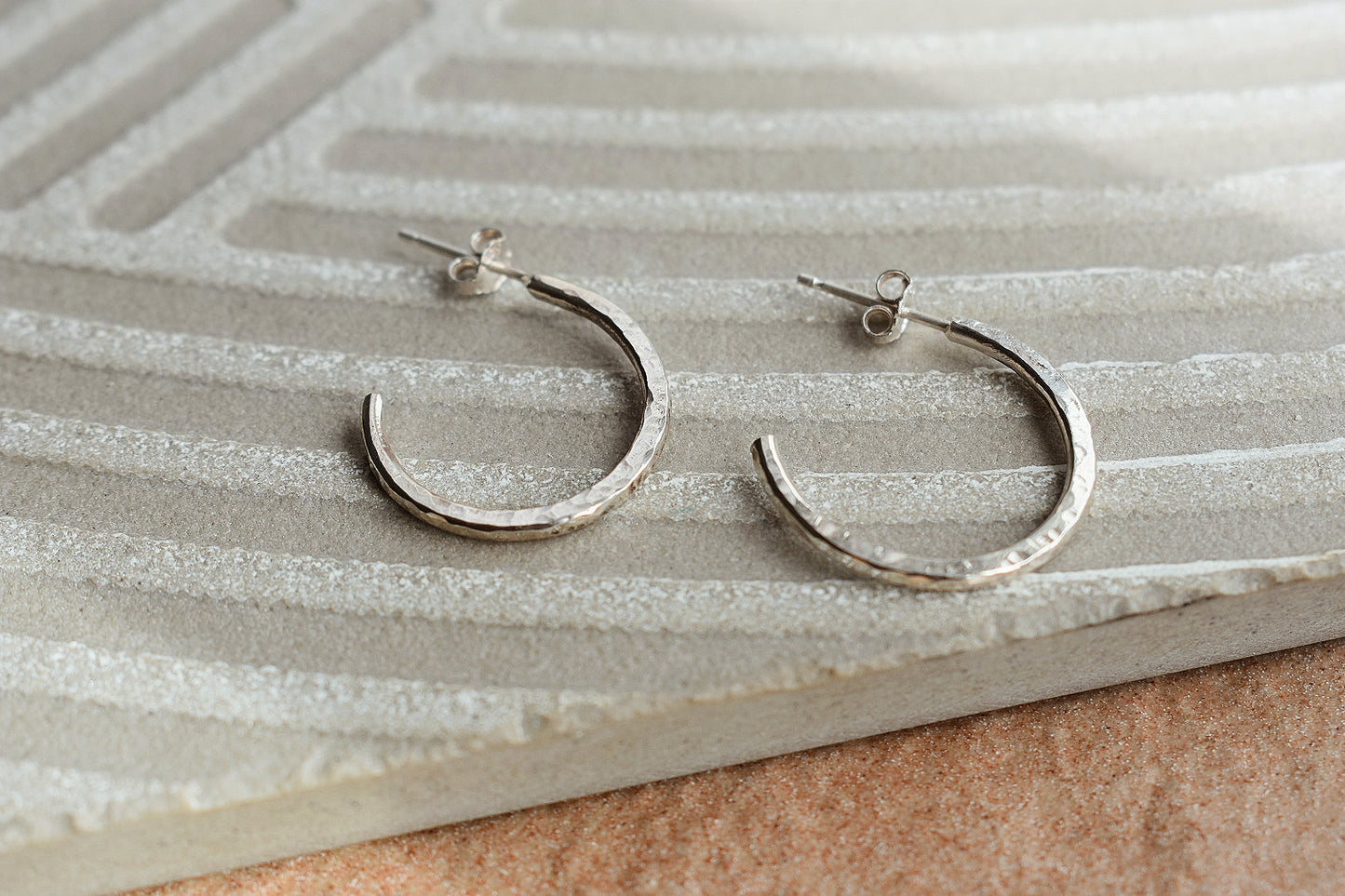 Hammered Everyday Hoops - Silver