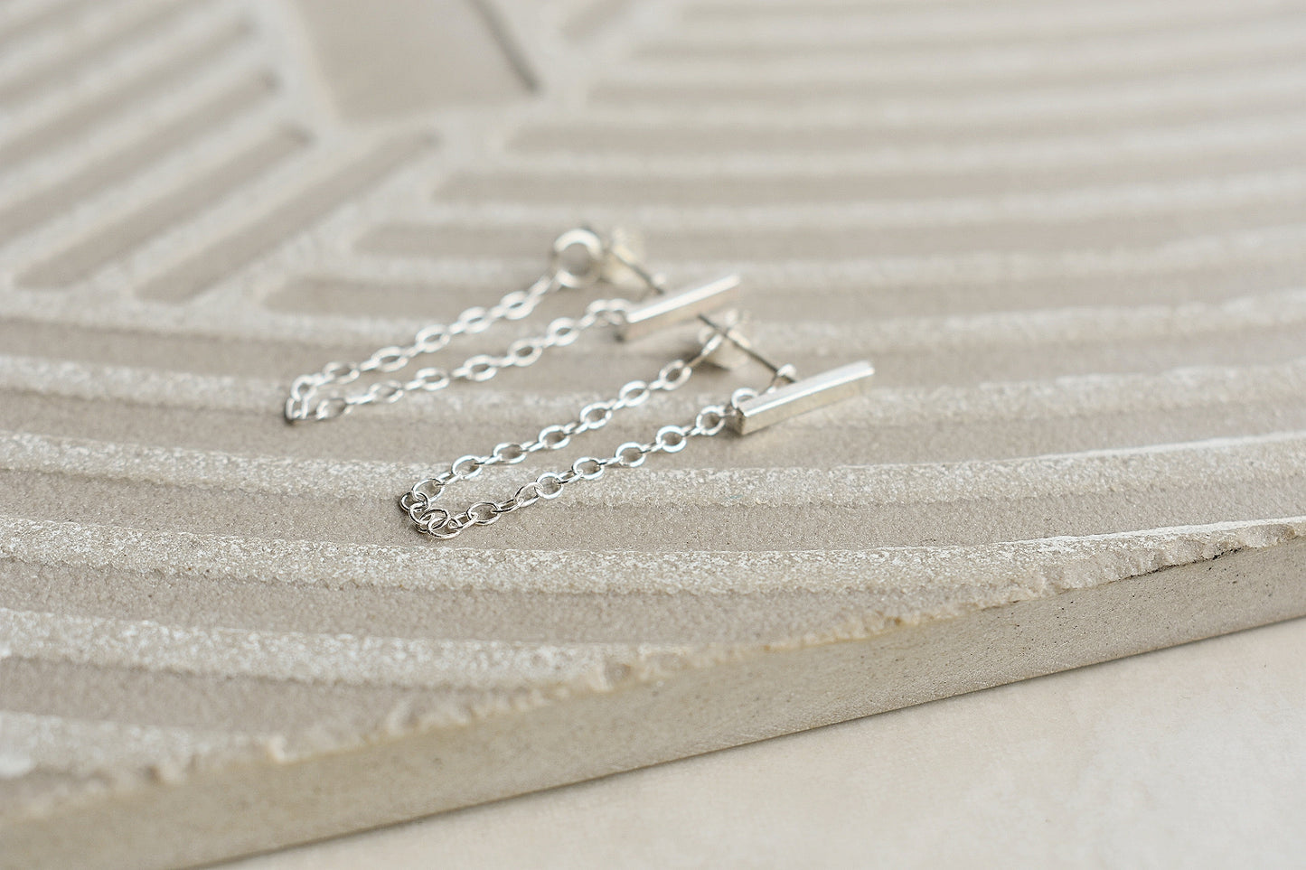 Chain Stud Earrings - Silver