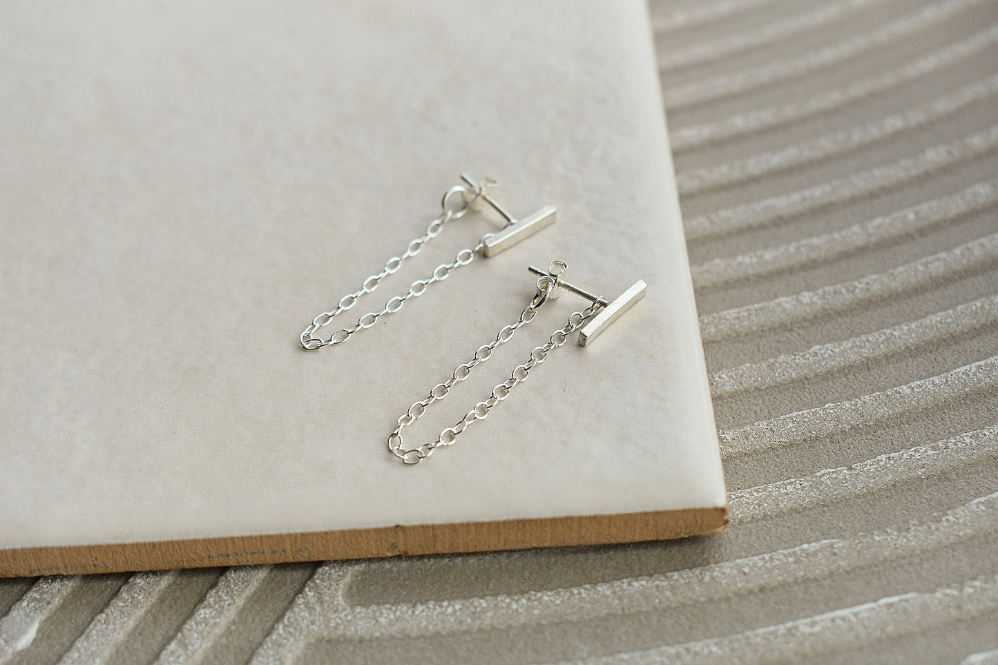 Chain Stud Earrings - Silver