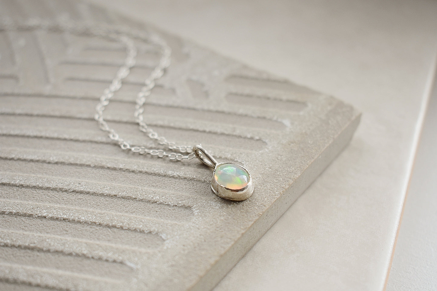 Ethiopian Opal Sterling Silver Necklace