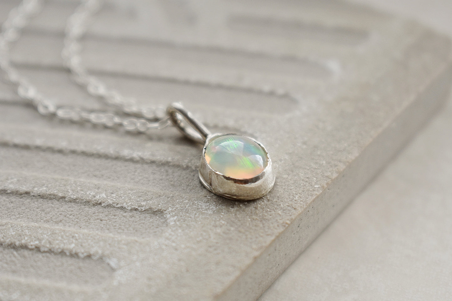 Ethiopian Opal Sterling Silver Necklace