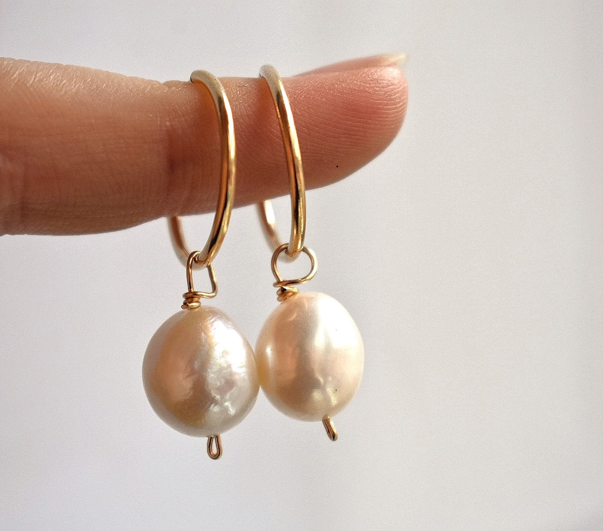 14k Gold Filled Freshwater Pearl Hoops