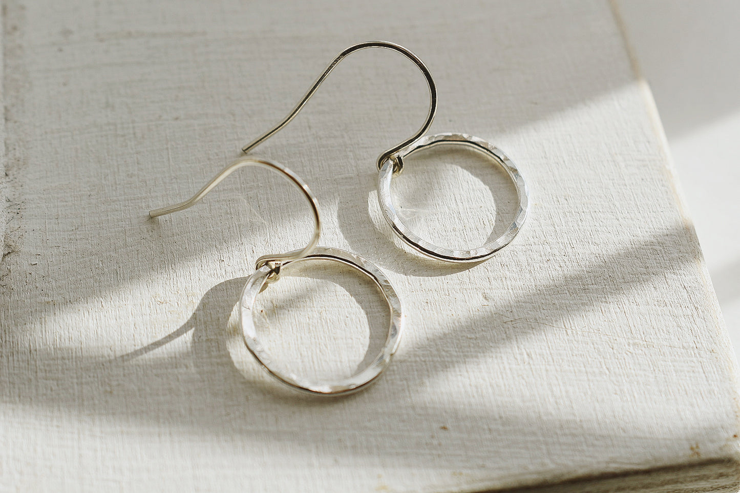 Sterling Silver Hammered Circle Earrings