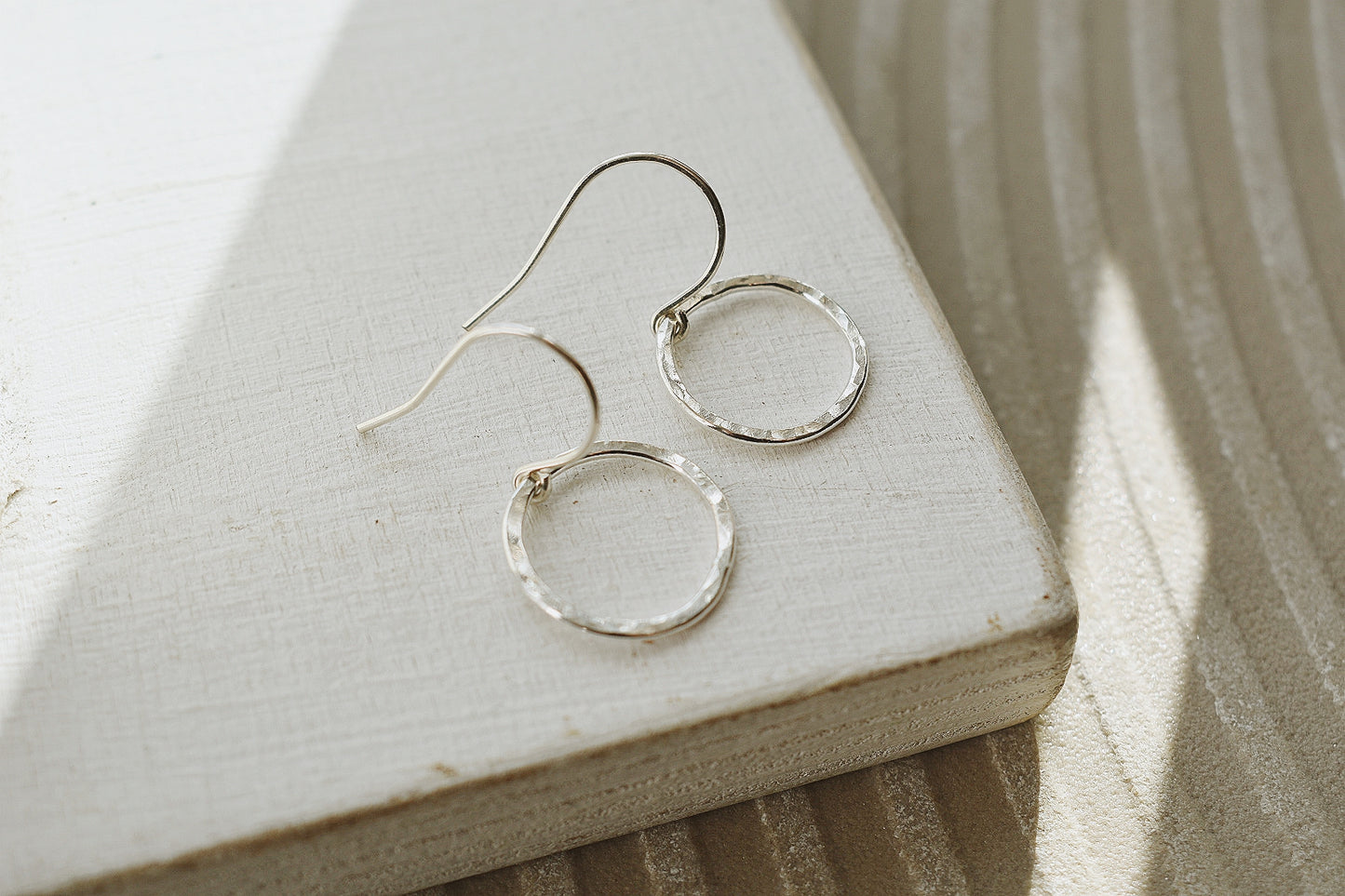 Sterling Silver Hammered Circle Earrings