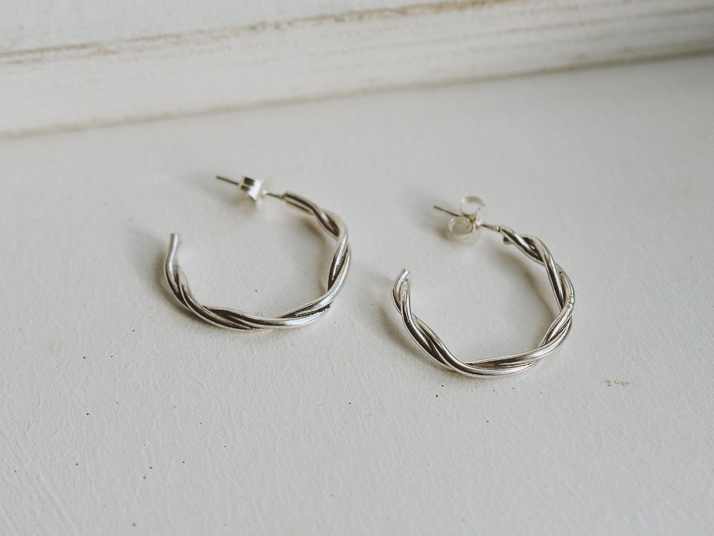 Sterling Silver Twist Hoop Earrings