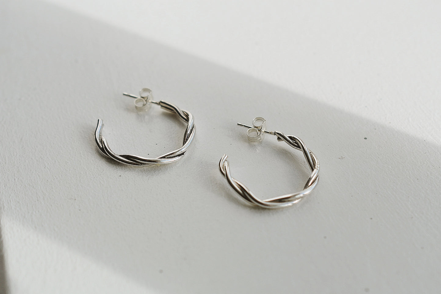 Sterling Silver Twist Hoop Earrings