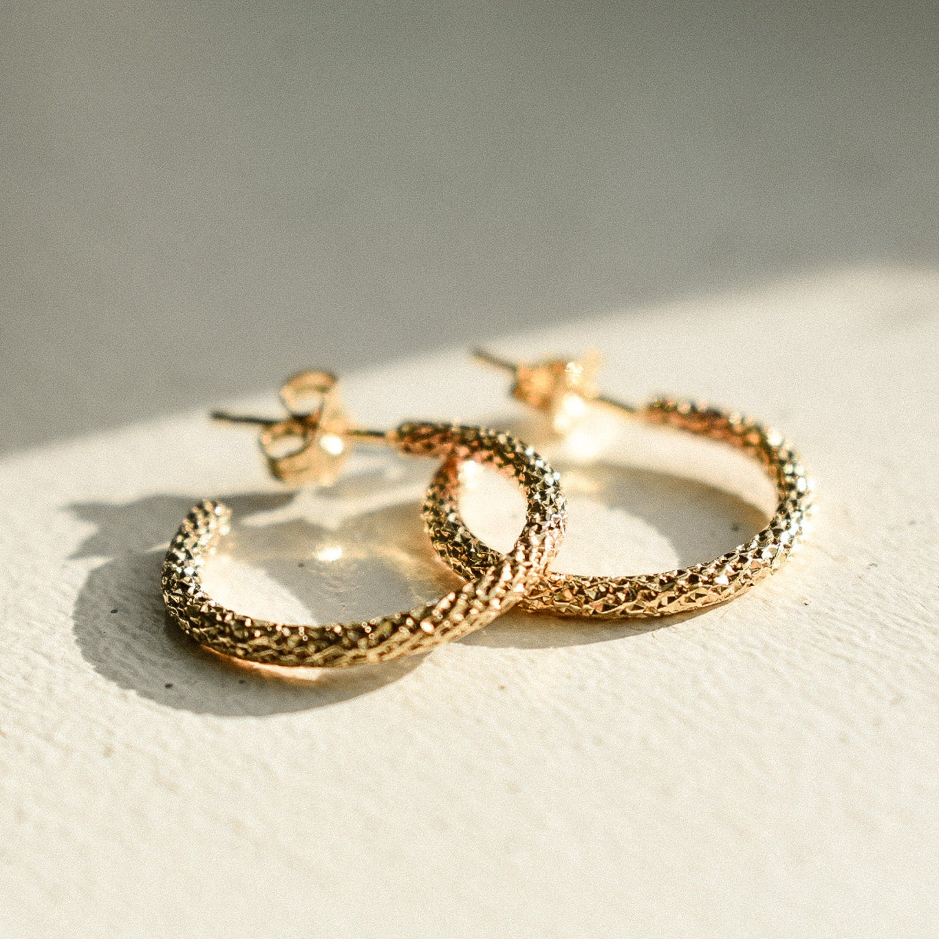14K Gold Filled Sparkle Hoop Earrings