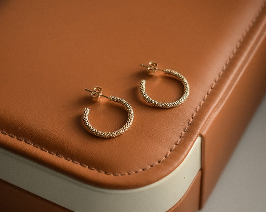 14K Gold Filled Sparkle Hoop Earrings