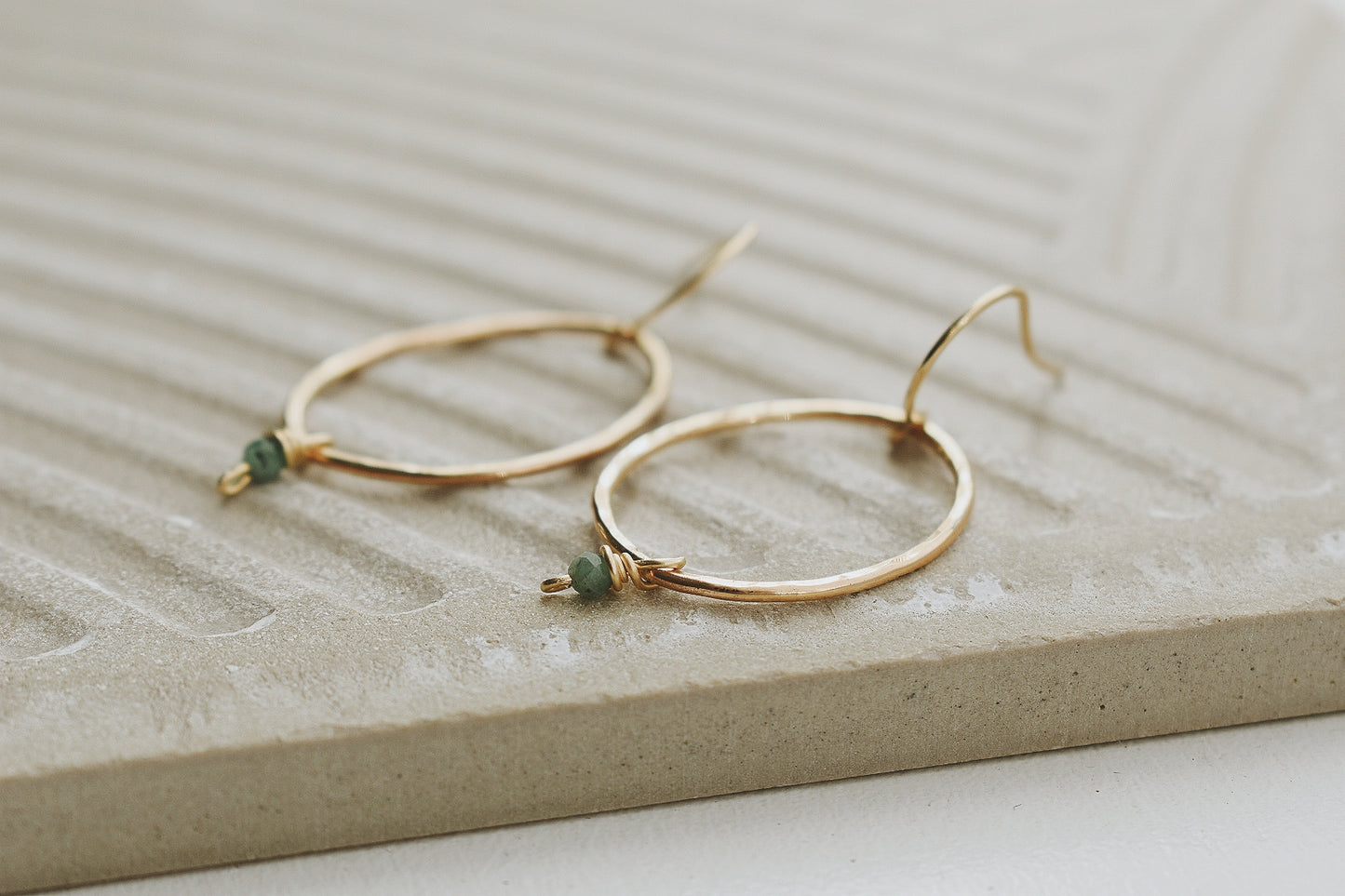 14k Gold Filled Emerald Dangle Earrings