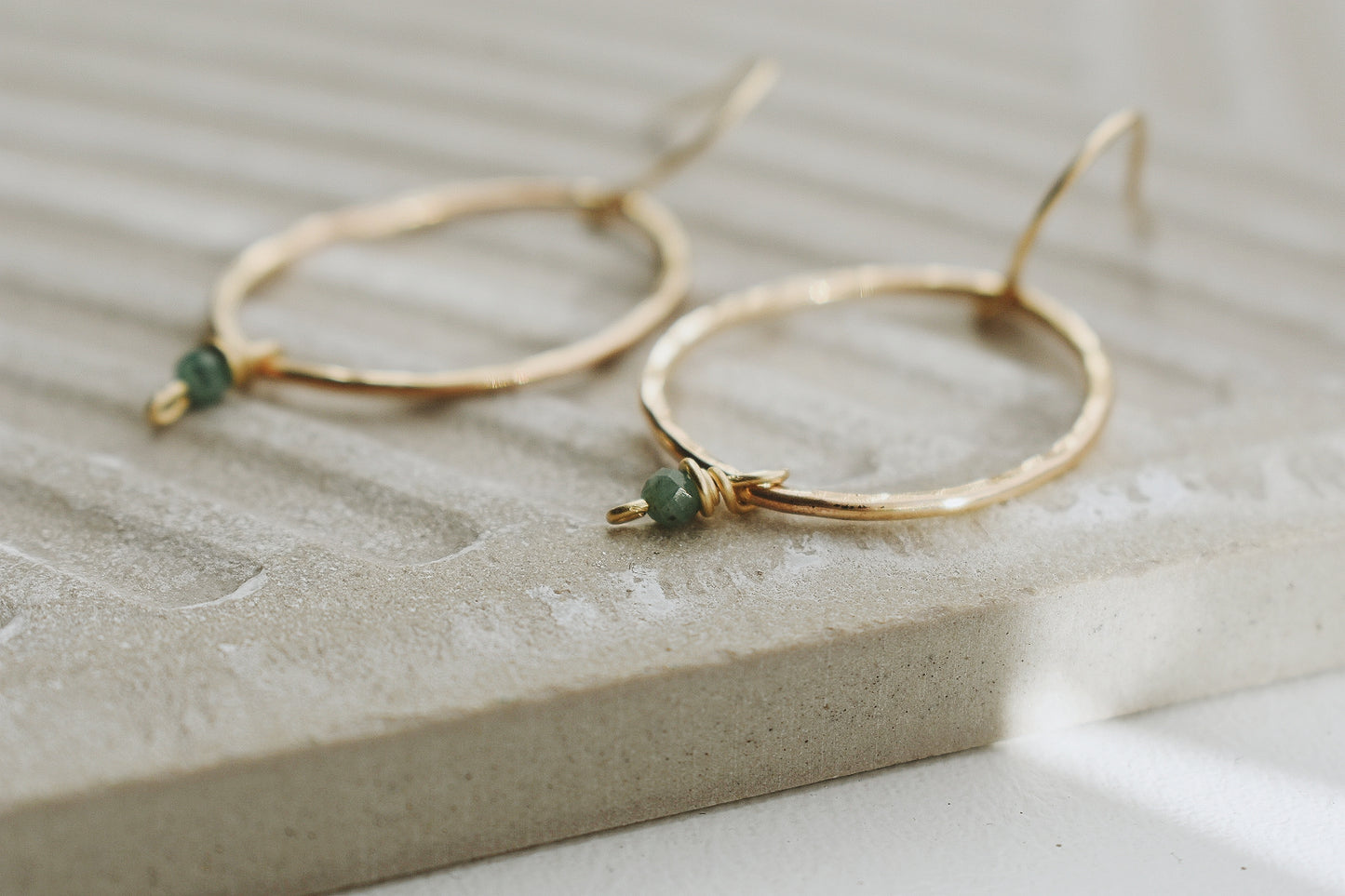 14k Gold Filled Emerald Dangle Earrings