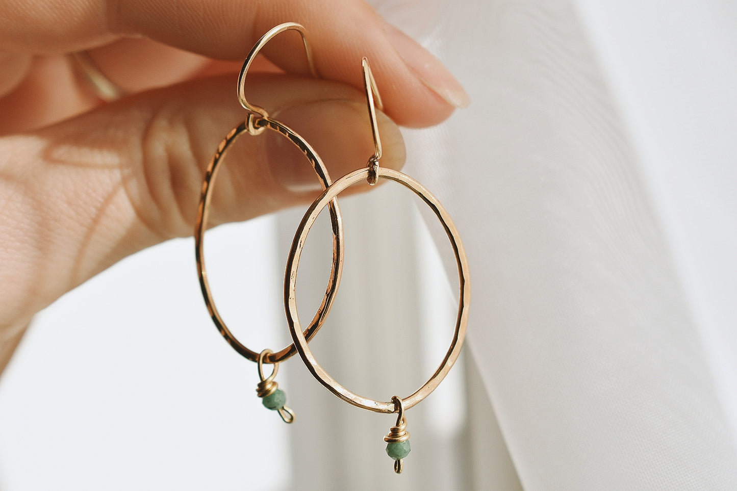 14k Gold Filled Emerald Dangle Earrings