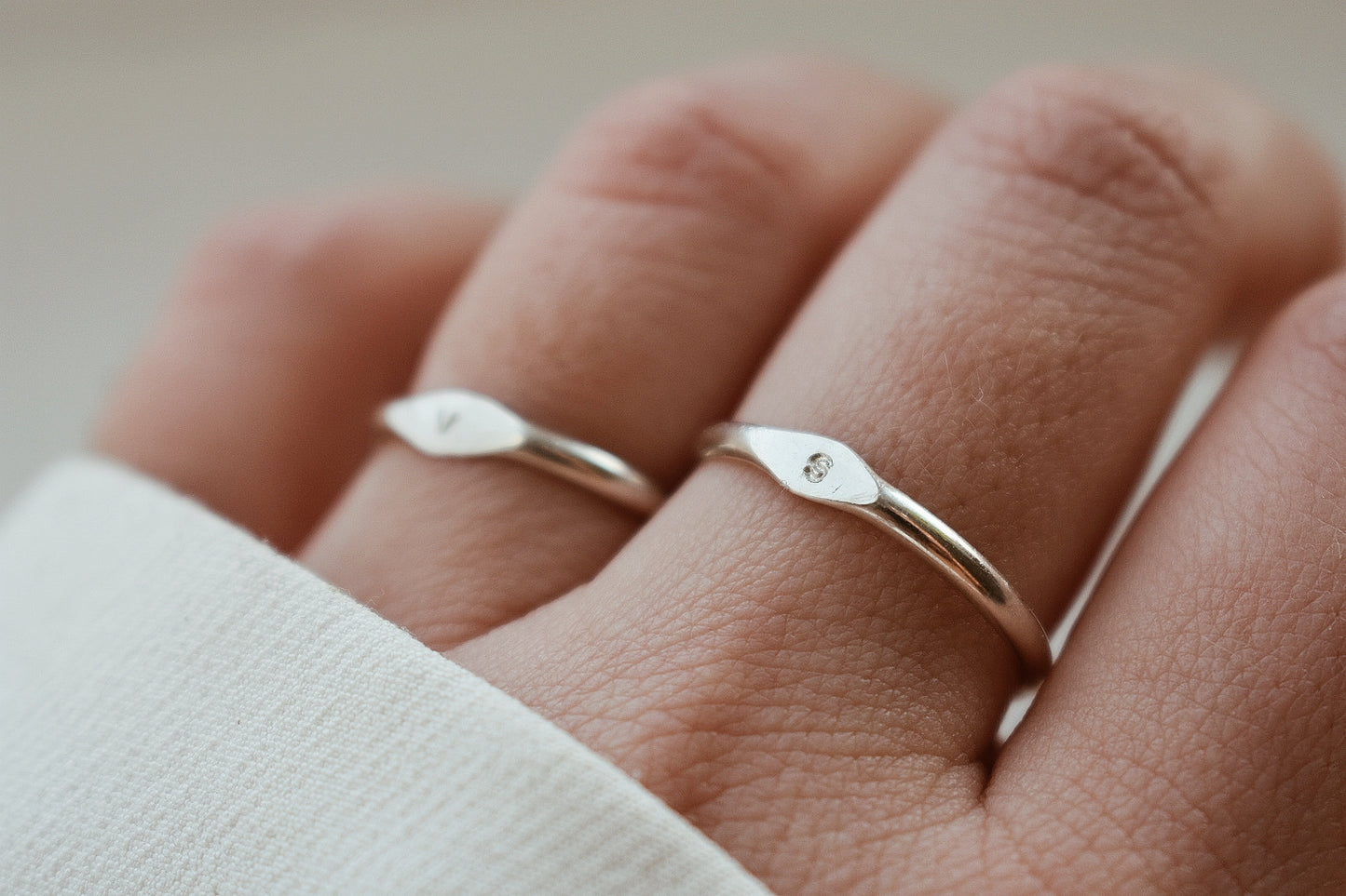 Silver Initial Signet Ring