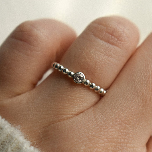 Silver Bubble White Sapphire Ring