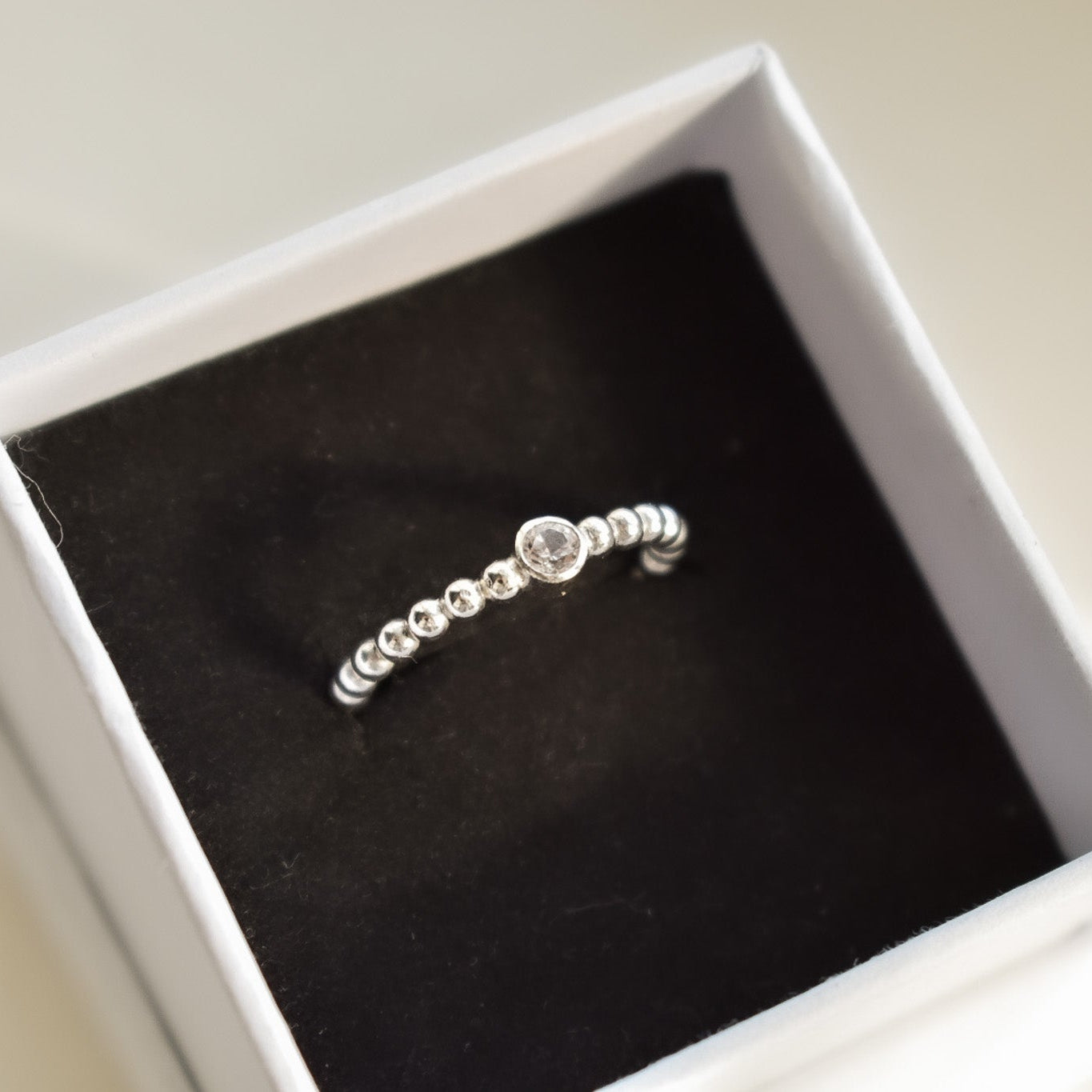 Silver Bubble White Sapphire Ring