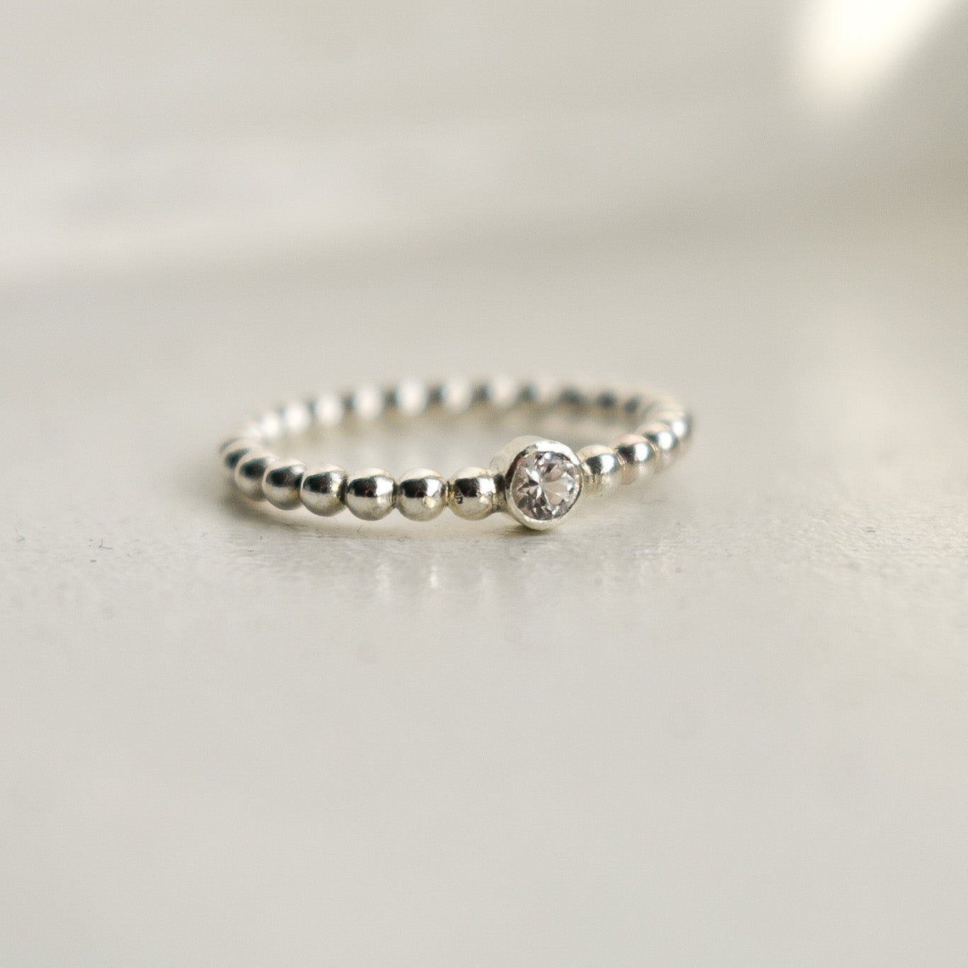 Silver Bubble White Sapphire Ring