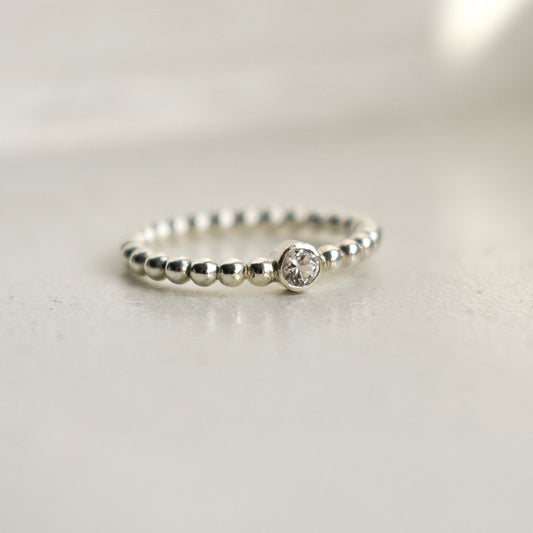 Silver Bubble White Sapphire Ring