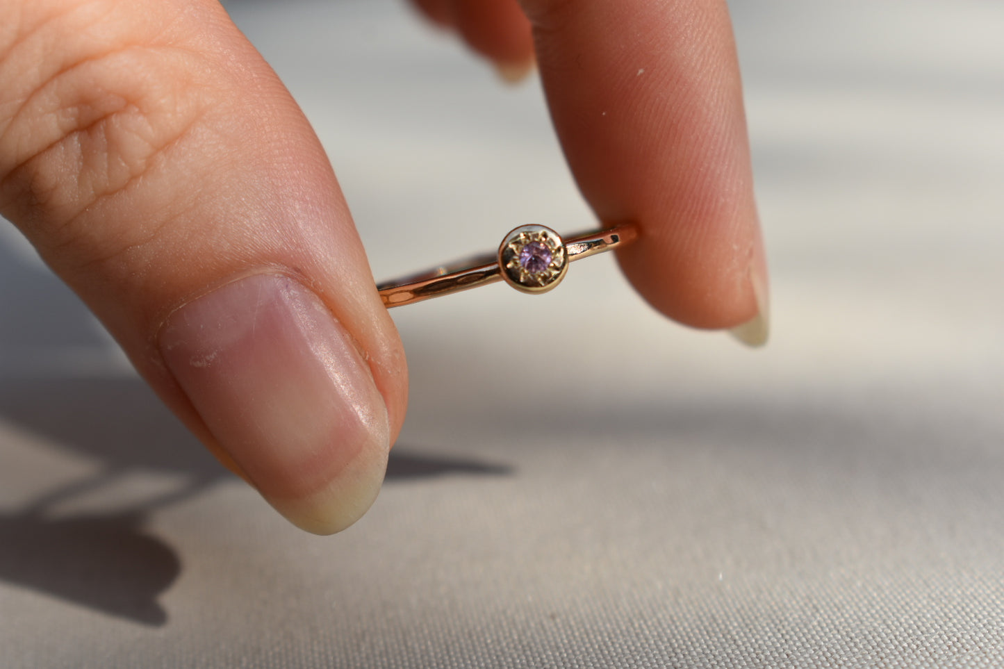 Circle Charm Gemstone Ring Gold
