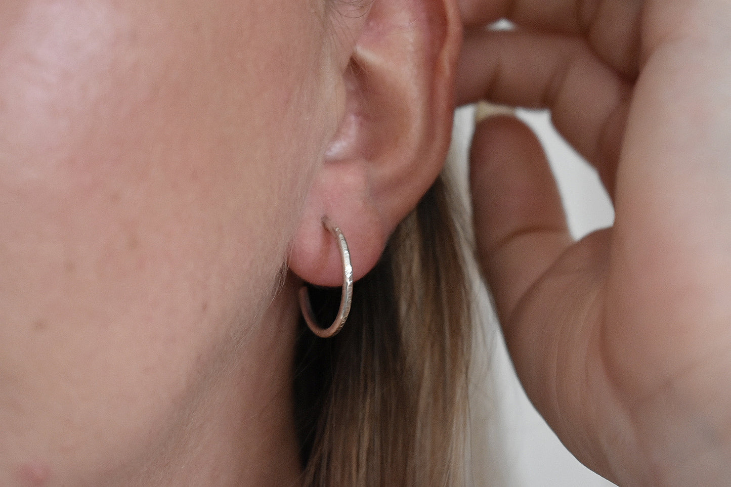 Hammered Everyday Hoops - Silver