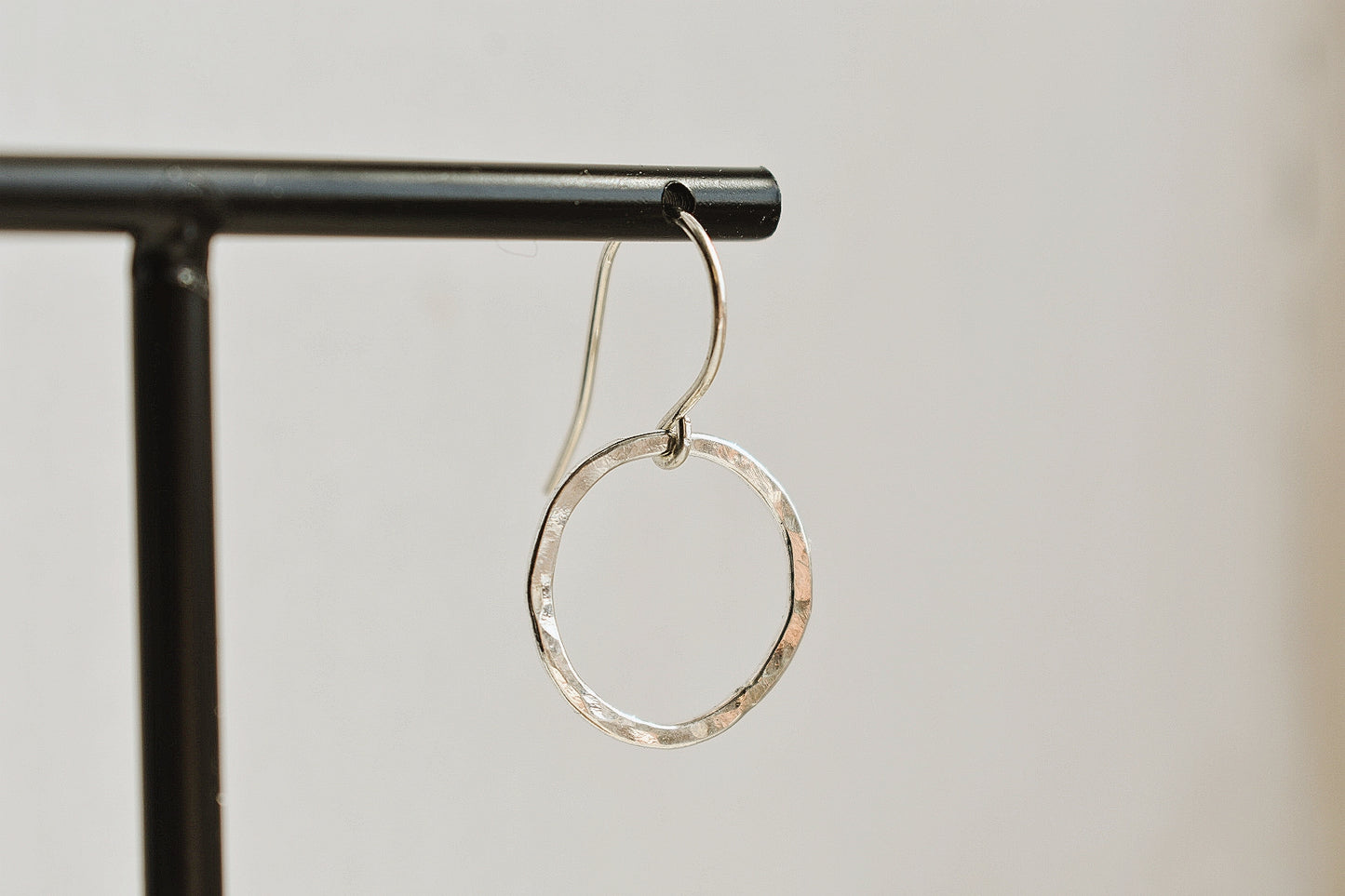 Sterling Silver Hammered Circle Earrings