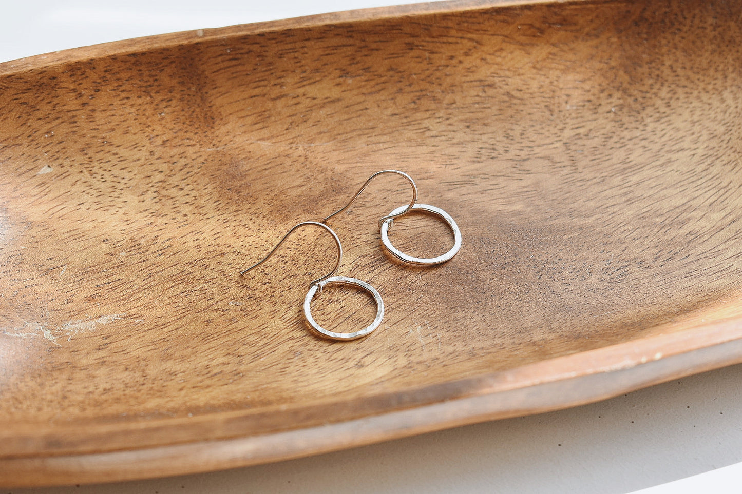 Sterling Silver Hammered Circle Earrings