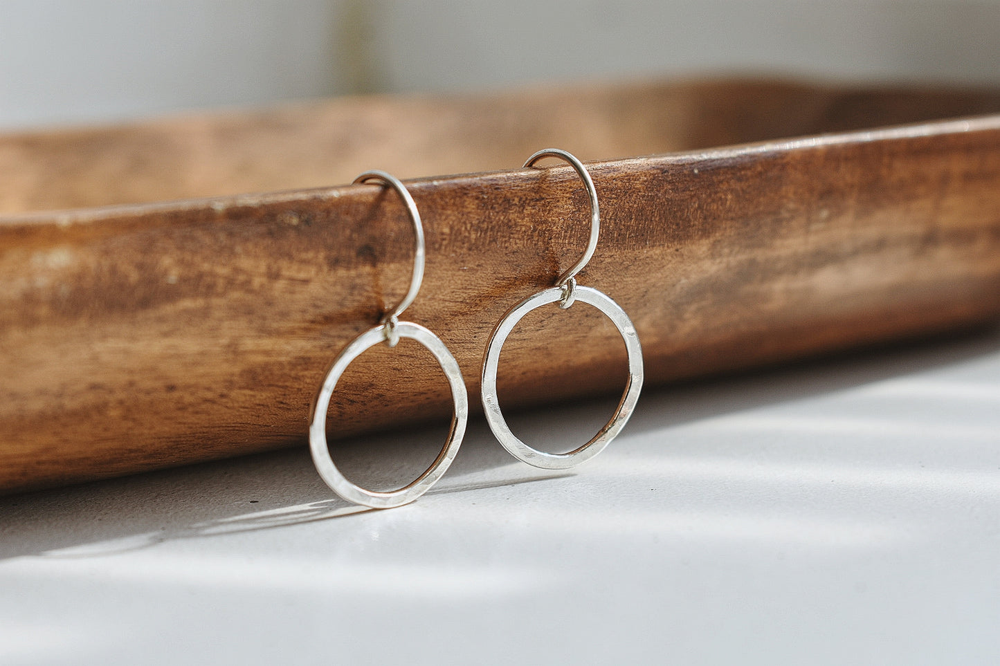 Sterling Silver Hammered Circle Earrings